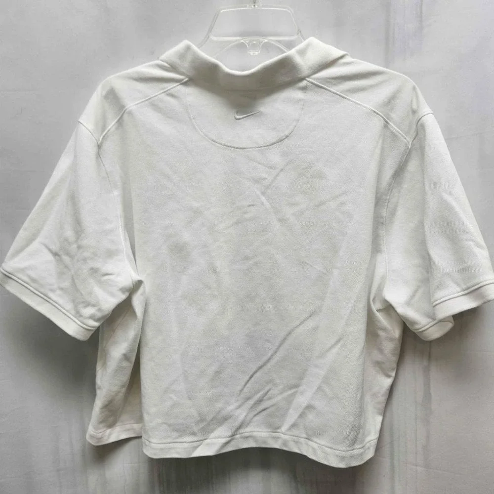 Nike Dri-FIT‎ Cropped Loose Fit Short Sleeve Athletic Polo Shirt White XL